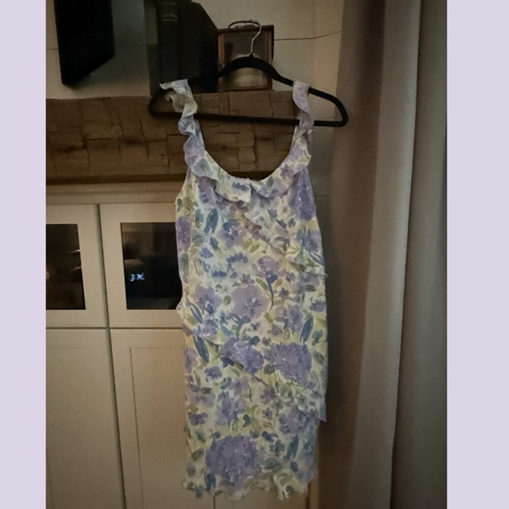 NWT Emma & Michele Lavender Floral Ruffle Strap Sundress Mini Size Medium